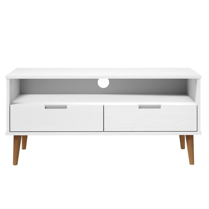 MOLDE TV Cabinet - White 106x40x49 cm - Solid Pine Wood with UV Varnish Finish - Stylish & Practical Storage Solution - Premium  from Home Treasures - Just £109.99! Shop now at Home Treasures