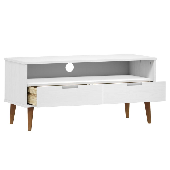 MOLDE TV Cabinet - White 106x40x49 cm - Solid Pine Wood with UV Varnish Finish - Stylish & Practical Storage Solution - Premium  from Home Treasures - Just £109.99! Shop now at Home Treasures