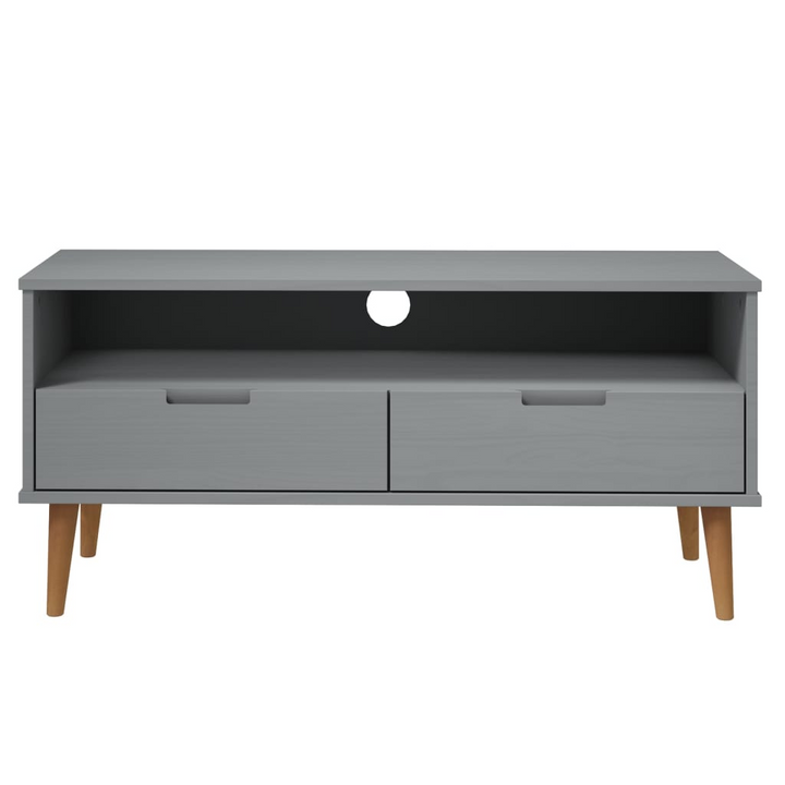 Elegant MOLDE TV Cabinet in Grey - Solid Pine Wood, 106x40x49 cm, UV Varnish Finish - Premium  from Home Treasures - Just £65.99! Shop now at Home Treasures