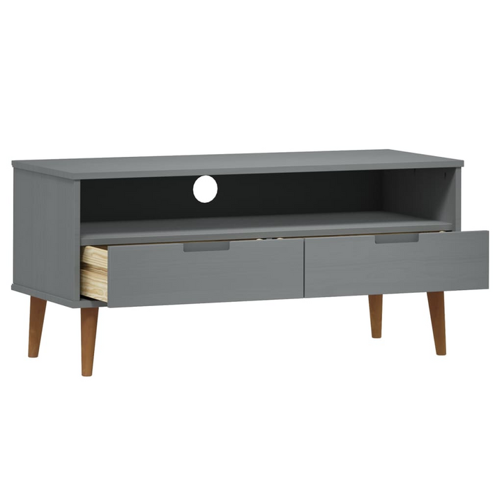 Elegant MOLDE TV Cabinet in Grey - Solid Pine Wood, 106x40x49 cm, UV Varnish Finish - Premium  from Home Treasures - Just £65.99! Shop now at Home Treasures