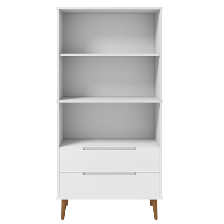 MOLDE Wooden Bookcase in White 85x35x170.5 cm - Solid Pine Wood, UV Varnish Finish, Ample Storage Space - Premium  from Home Treasures - Just £208.99! Shop now at Home Treasures