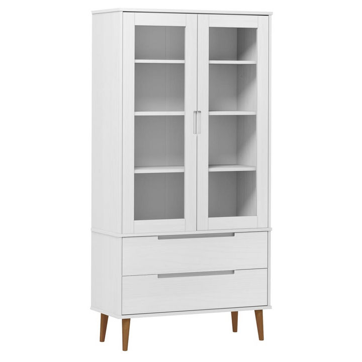 MOLDE Vitrine Cabinet in White – 90x35x175 cm, Solid Pine Wood with UV Varnish Finish - Premium  from Home Treasures - Just £340.99! Shop now at Home Treasures