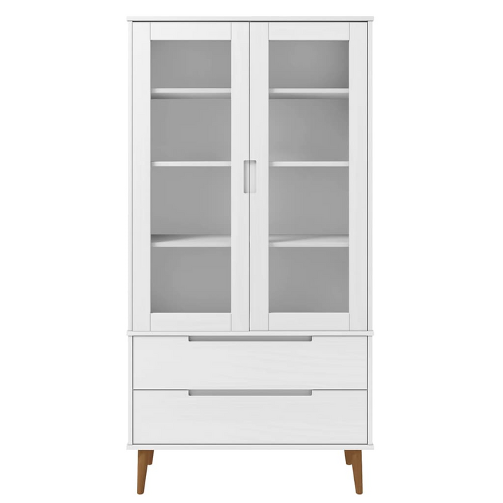 MOLDE Vitrine Cabinet in White – 90x35x175 cm, Solid Pine Wood with UV Varnish Finish - Premium  from Home Treasures - Just £340.99! Shop now at Home Treasures