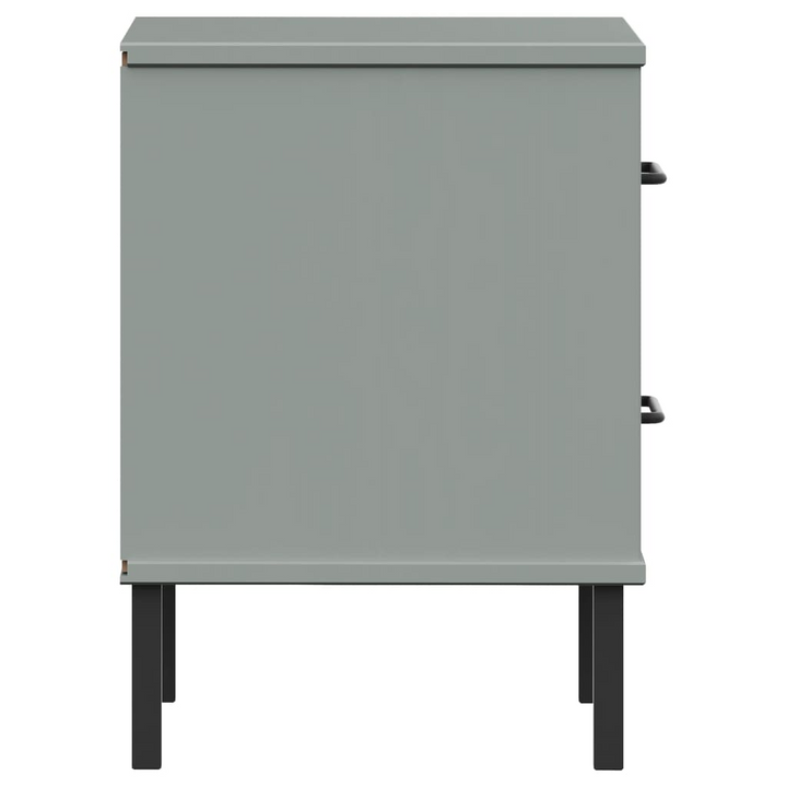 OSLO Bedside Cabinet with Metal Legs - Grey Solid Pine Wood, 2 Drawers - Premium  from Home Treasures - Just £66.99! Shop now at Home Treasures