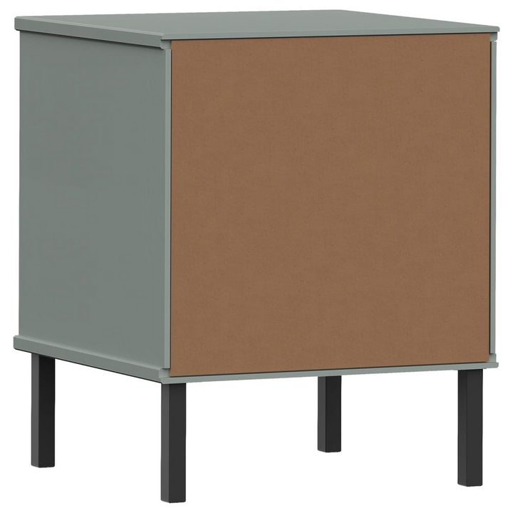 OSLO Bedside Cabinet with Metal Legs - Grey Solid Pine Wood, 2 Drawers - Premium  from Home Treasures - Just £66.99! Shop now at Home Treasures