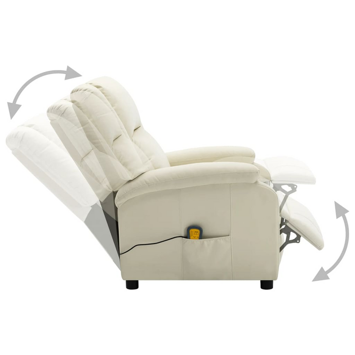 Cream White Faux Leather Massage Chair – Luxurious Comfort with Manual Reclining & Vibration Functions - Premium  from Home Treasures - Just £328.99! Shop now at Home Treasures