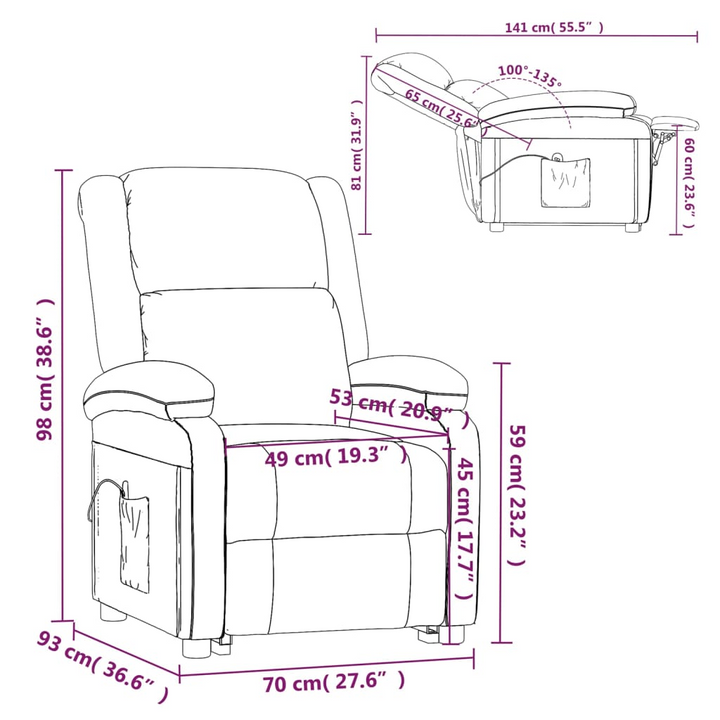 Cream White Faux Leather Massage Chair – Luxurious Comfort with Manual Reclining & Vibration Functions - Premium  from Home Treasures - Just £328.99! Shop now at Home Treasures