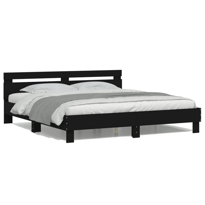 Super King Size Bed Frame with RGB LED Headboard in Black 180x200 cm - Premium  from Home Treasures - Just £217.99! Shop now at Home Treasures