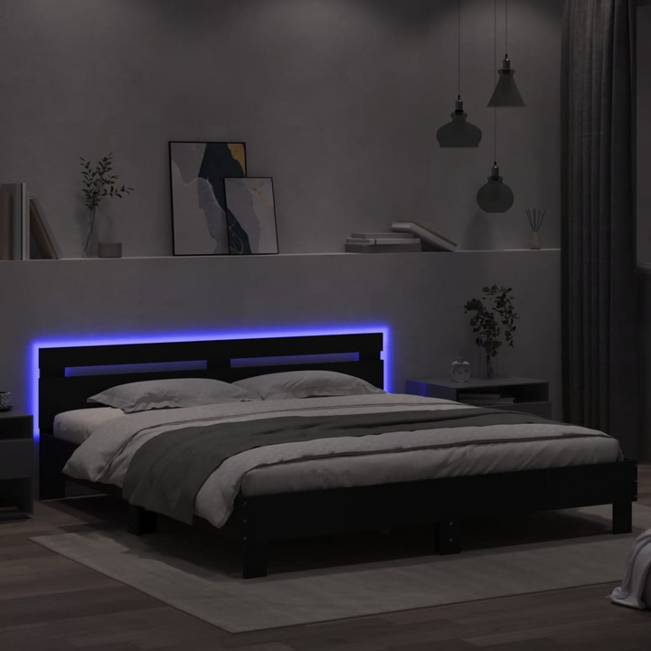 Super King Size Bed Frame with RGB LED Headboard in Black 180x200 cm - Premium  from Home Treasures - Just £217.99! Shop now at Home Treasures