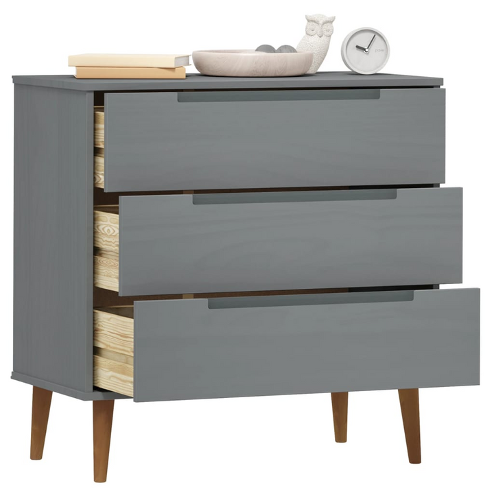 MOLDE Drawer Cabinet in Grey - Solid Pine Wood, 80x40x80 cm - Premium  from Home Treasures - Just £149.99! Shop now at Home Treasures