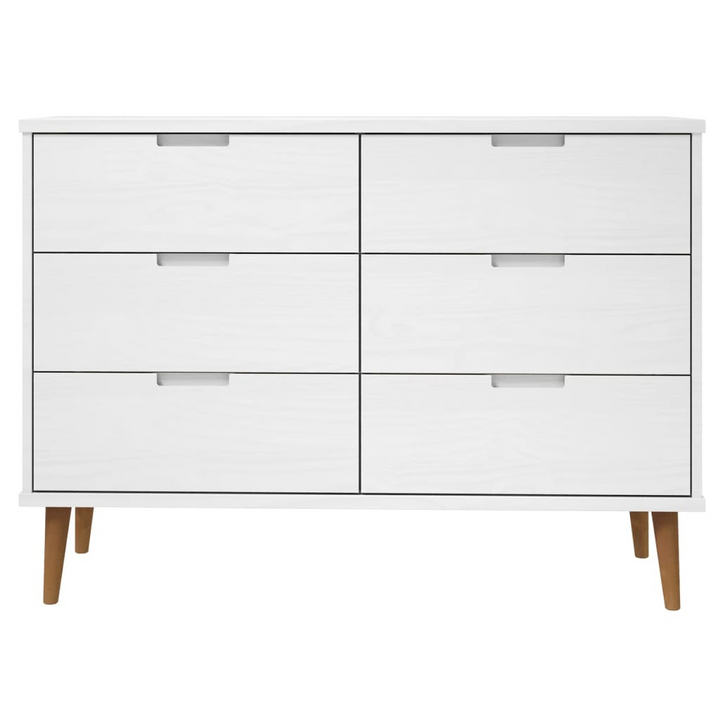 MOLDE Solid Wood Pine Drawer Cabinet in White- Scandinavian Style, 6-Drawer Storage Unit (113x40x80 cm) - Premium  from Home Treasures - Just £216.99! Shop now at Home Treasures