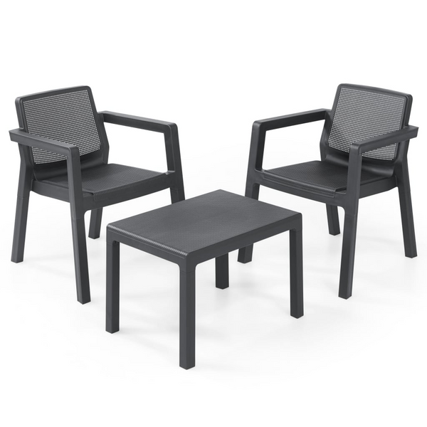 Keter Emily Graphite Balcony Furniture Set - Elegant & Durable Outdoor Seating for Small Spaces - Premium  from Home Treasures - Just £180.99! Shop now at Home Treasures