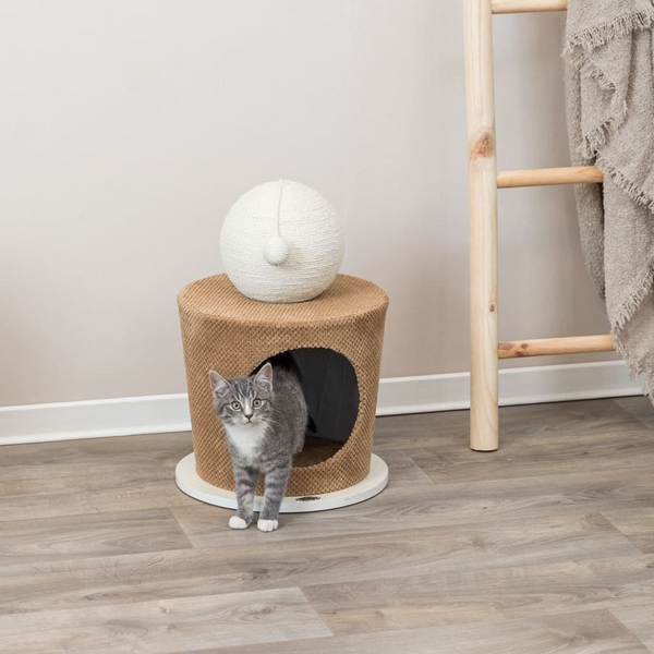 TRIXIE Cat Cuddly Cave with Scratching Ball 36x50 cm Taupe - Interactive Cat Toy for Play, Rest, and Scratching - Premium  from Home Treasures - Just £68.99! Shop now at Home Treasures