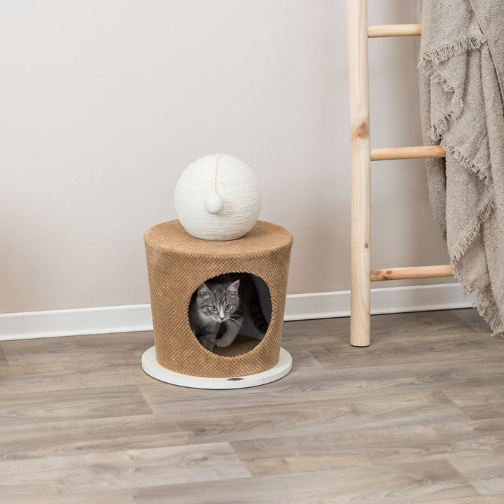 TRIXIE Cat Cuddly Cave with Scratching Ball 36x50 cm Taupe - Interactive Cat Toy for Play, Rest, and Scratching - Premium  from Home Treasures - Just £68.99! Shop now at Home Treasures