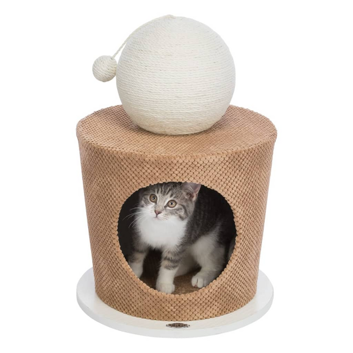 TRIXIE Cat Cuddly Cave with Scratching Ball 36x50 cm Taupe - Interactive Cat Toy for Play, Rest, and Scratching - Premium  from Home Treasures - Just £68.99! Shop now at Home Treasures