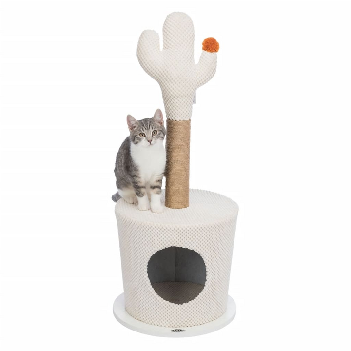 TRIXIE Cat Cuddly Cave with Cactus 36x84 cm Cream - Soft Plush, Scratching Post, and Playful Features - Premium  from Home Treasures - Just £95.99! Shop now at Home Treasures