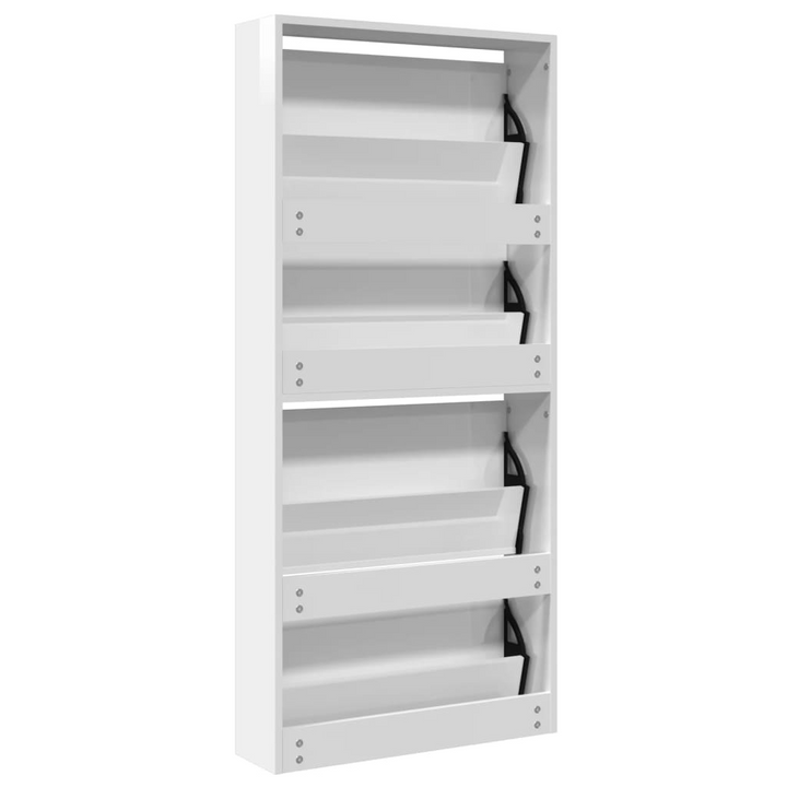 High Gloss White Shoe Cabinet with Mirror - 4-Layer, 63x17x134 cm | Modern & Stylish Shoe Storage Solution - Premium  from Home Treasures - Just £149.99! Shop now at Home Treasures