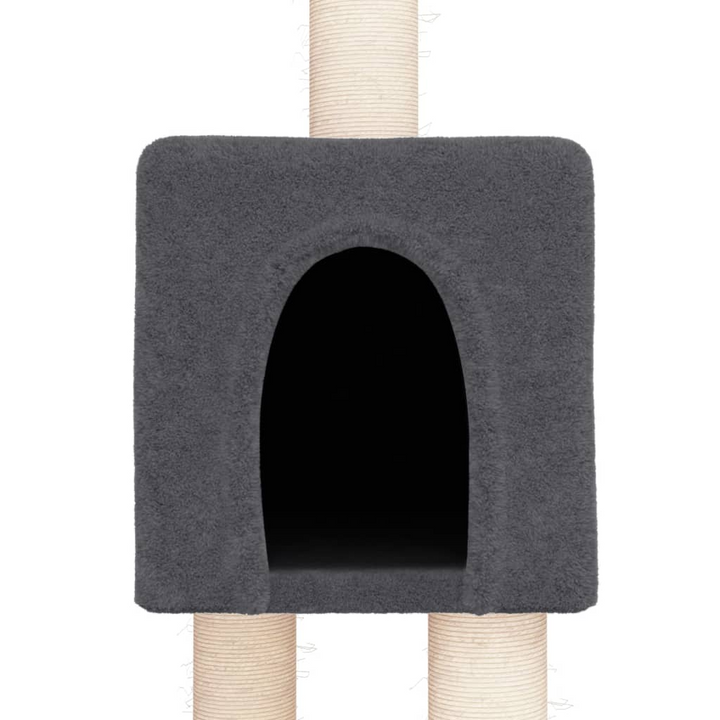 Floor to Ceiling Cat Tree in Dark Grey - Adjustable Height 268.5-294.5 cm, Multiple Levels, Sisal Posts, Plush Material - Premium  from Home Treasures - Just £77.99! Shop now at Home Treasures