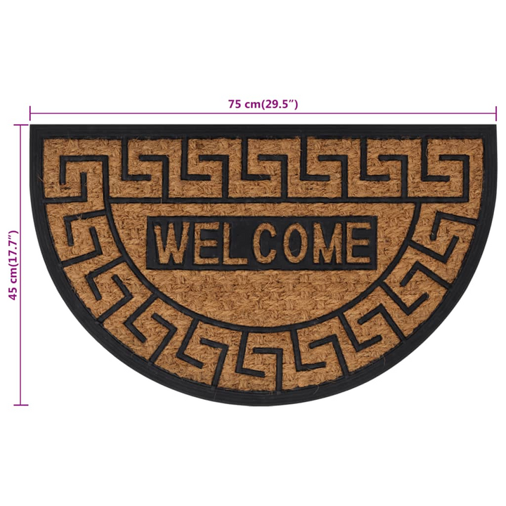 Door Mat Half Round 45x75 cm Rubber and Coir - Durable, Non-Slip, Easy to Clean - Premium  from Home Treasures - Just £20.99! Shop now at Home Treasures