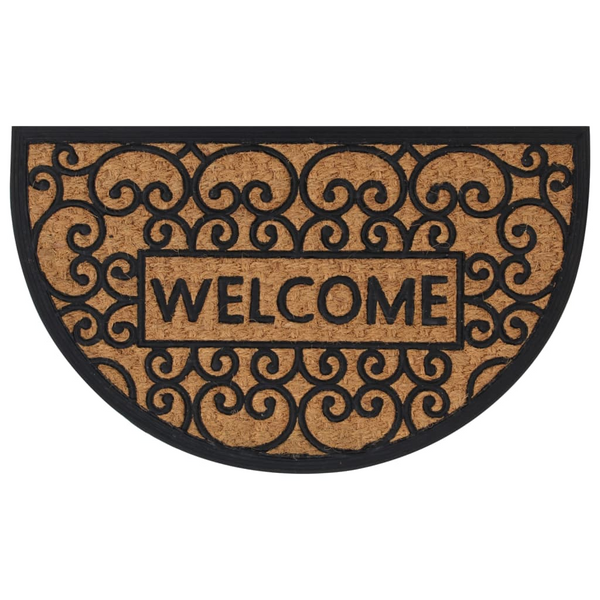 Door Mat Half Round 45x75 cm Rubber and Coir - Durable, Non-Slip, Easy to Clean - Premium  from Home Treasures - Just £19.99! Shop now at Home Treasures