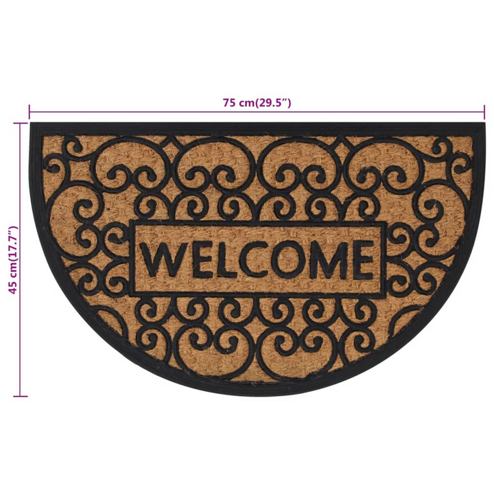 Door Mat Half Round 45x75 cm Rubber and Coir - Durable, Non-Slip, Easy to Clean - Premium  from Home Treasures - Just £19.99! Shop now at Home Treasures