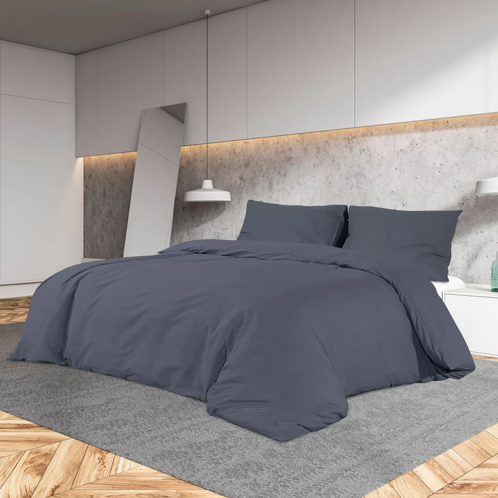 Duvet Cover Set in Anthracite 240x220 cm - Lightweight Microfiber, Soft & Comfortable Bedding - Premium  from Home Treasures - Just £26.99! Shop now at Home Treasures