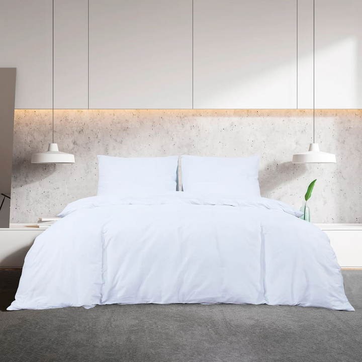 White Duvet Cover Set 200x200 cm - Lightweight Microfiber Bedding with Pillowcases - Premium  from Home Treasures - Just £22.99! Shop now at Home Treasures