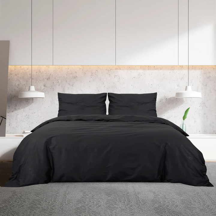 Cotton Duvet Cover Set in Black, 140x200 cm | Soft, Elegant & Easy-to-Clean Bedding - Premium  from Home Treasures - Just £32.99! Shop now at Home Treasures