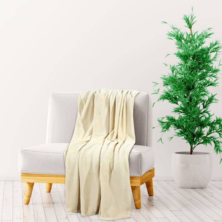 Cream Polyester Blanket 200x240 cm - Soft, Warm, and Stylish | Luxurious Comfort for Home - Premium  from Home Treasures - Just £32.99! Shop now at Home Treasures