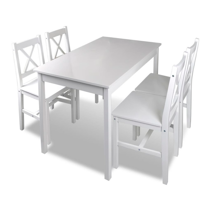 Elegant & Sturdy 5 Piece Dining Set in White - Perfect for Dining Room or Kitchen - Premium  from Home Treasures - Just £272.99! Shop now at Home Treasures