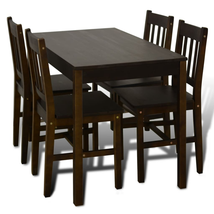 5-Piece Pine Wood Dining Set | Elegant Brown Finish - Perfect for Dining Rooms & Kitchens - Premium  from Home Treasures - Just £255.99! Shop now at Home Treasures