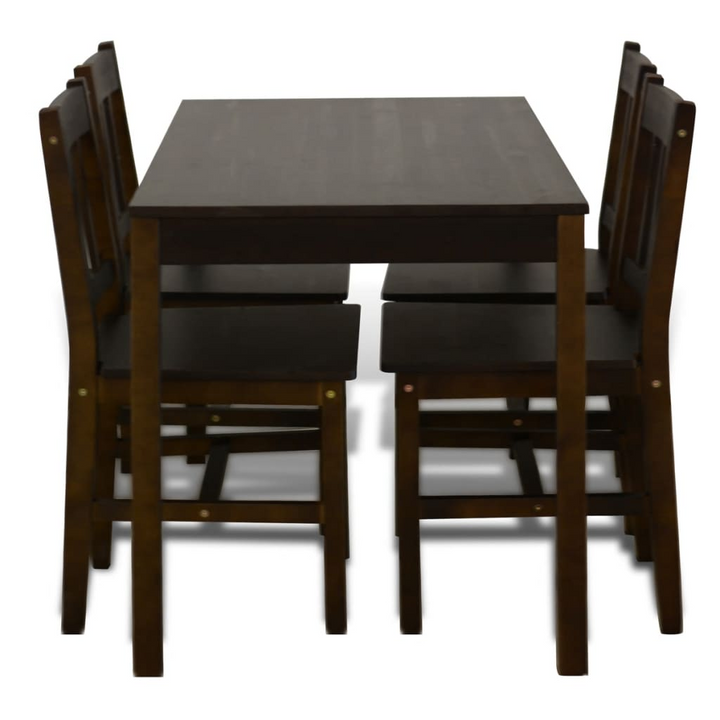 5-Piece Pine Wood Dining Set | Elegant Brown Finish - Perfect for Dining Rooms & Kitchens - Premium  from Home Treasures - Just £255.99! Shop now at Home Treasures