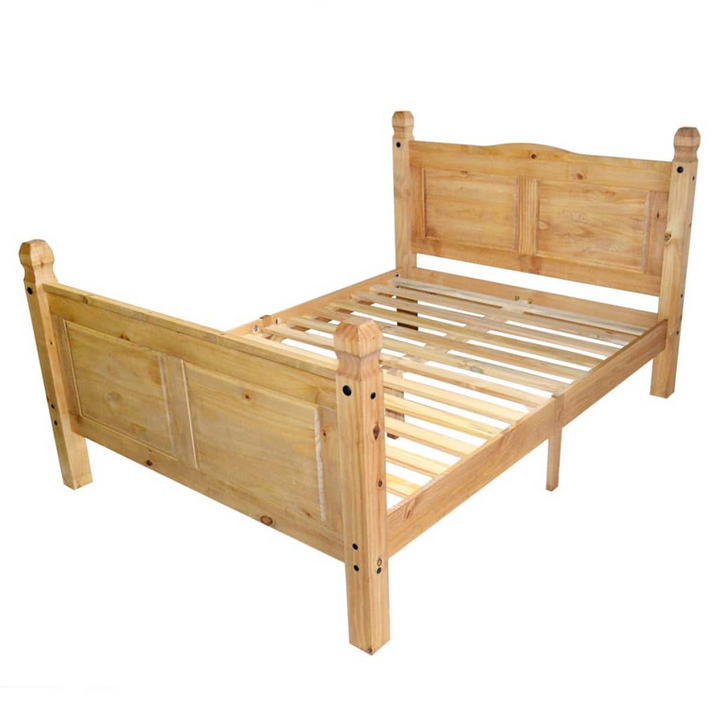 CORONA Mexican Pine Bed Frame 160x200 cm - Rustic Charm, Solid Pinewood, Easy Assembly - Premium  from Home Treasures - Just £333.99! Shop now at Home Treasures