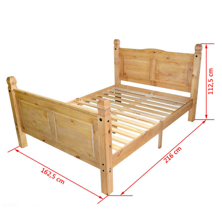 CORONA Mexican Pine Bed Frame 160x200 cm - Rustic Charm, Solid Pinewood, Easy Assembly - Premium  from Home Treasures - Just £333.99! Shop now at Home Treasures