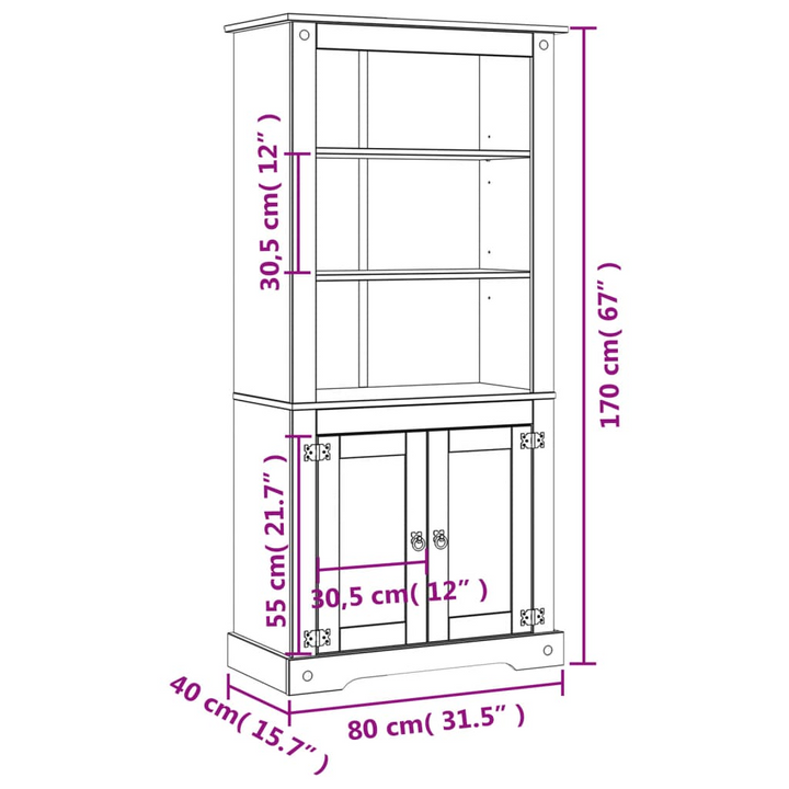 CORONA Mexican Pine Cupboard - 80x40x170 cm - Rustic Style Storage Solution - Premium  from Home Treasures - Just £242.99! Shop now at Home Treasures