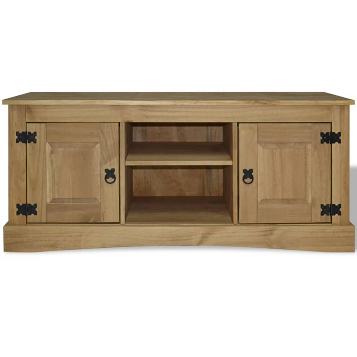 CORONA TV Cabinet in Rustic Mexican Pine - 120x40x52 cm | Solid Pinewood Mexican Style TV Stand with Ample Storage - Premium  from Home Treasures - Just £263.99! Shop now at Home Treasures