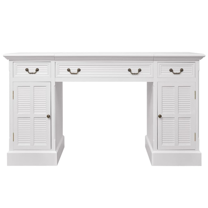 Double Pedestal Desk in Elegant White with Ample Storage - 140x48x80 cm - Premium  from Home Treasures - Just £606.99! Shop now at Home Treasures