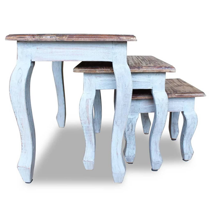 Vintage Style Nesting Table Set - 3 Pieces Solid Reclaimed Wood Side Tables - Premium  from Home Treasures - Just £147.99! Shop now at Home Treasures