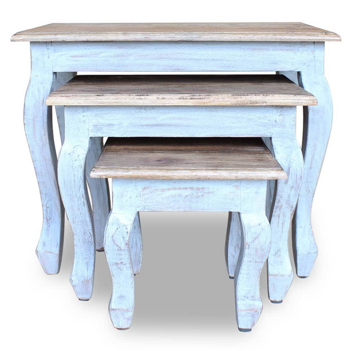 Vintage Style Nesting Table Set - 3 Pieces Solid Reclaimed Wood Side Tables - Premium  from Home Treasures - Just £147.99! Shop now at Home Treasures