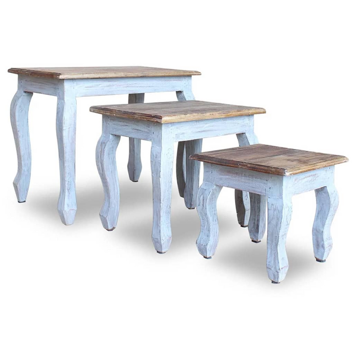 Vintage Style Nesting Table Set - 3 Pieces Solid Reclaimed Wood Side Tables - Premium  from Home Treasures - Just £147.99! Shop now at Home Treasures