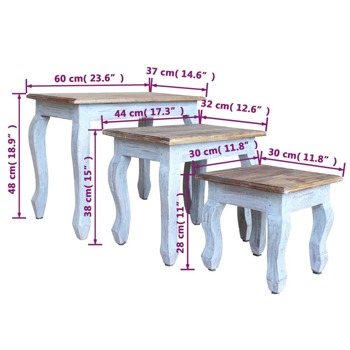 Vintage Style Nesting Table Set - 3 Pieces Solid Reclaimed Wood Side Tables - Premium  from Home Treasures - Just £147.99! Shop now at Home Treasures