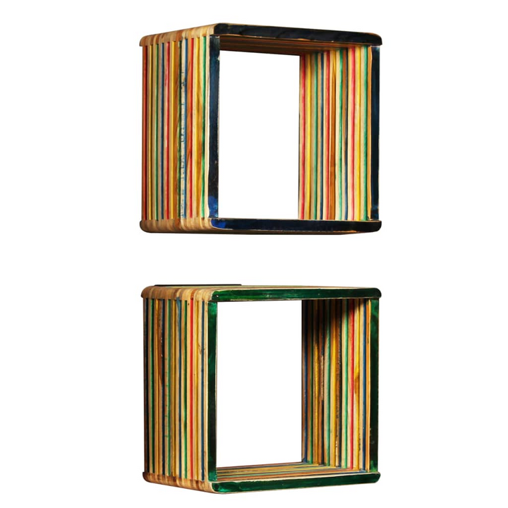 Wall Shelf Set - 3 Pieces, Solid Reclaimed Teak, Multicolour - Stylish & Practical Storage Solution - Premium  from Home Treasures - Just £209.99! Shop now at Home Treasures