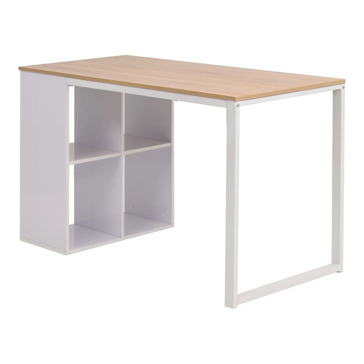 Writing Desk 120x60x75 cm Oak and White - Modern Office Desk with Storage Compartments - Premium  from Home Treasures - Just £169.99! Shop now at Home Treasures