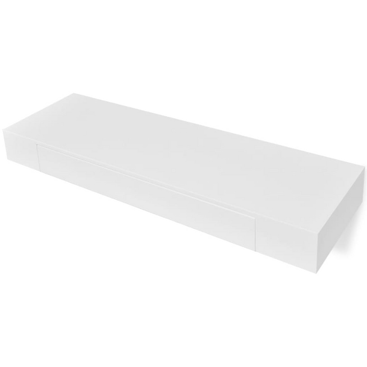 White Floating Wall Shelves with Drawers | 2 pcs | 80 cm | Modern Storage Solution for Any Decor - Premium  from Home Treasures - Just £127.99! Shop now at Home Treasures