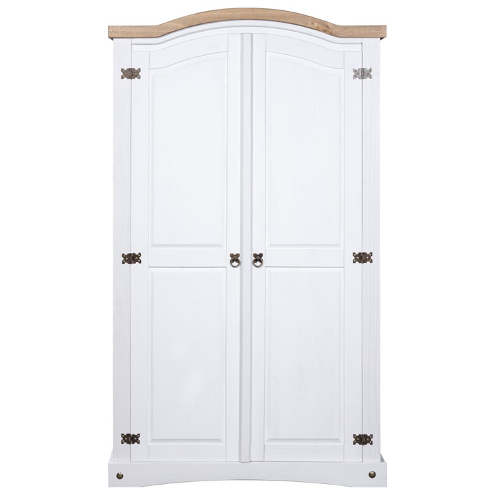 CORONA Wardrobe Mexican Pine, 2 Doors in White - Rustic Charm & Spacious Storage - Premium  from Home Treasures - Just £431.99! Shop now at Home Treasures