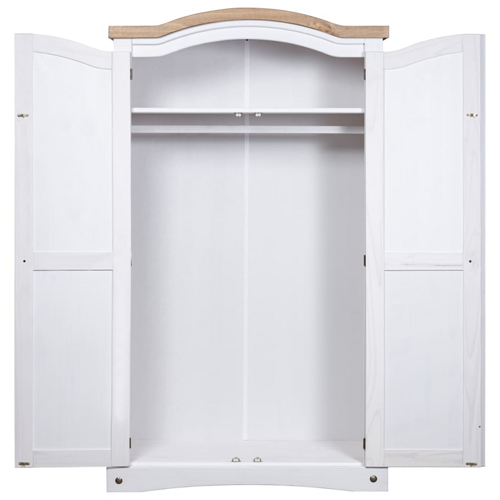 CORONA Wardrobe Mexican Pine, 2 Doors in White - Rustic Charm & Spacious Storage - Premium  from Home Treasures - Just £431.99! Shop now at Home Treasures