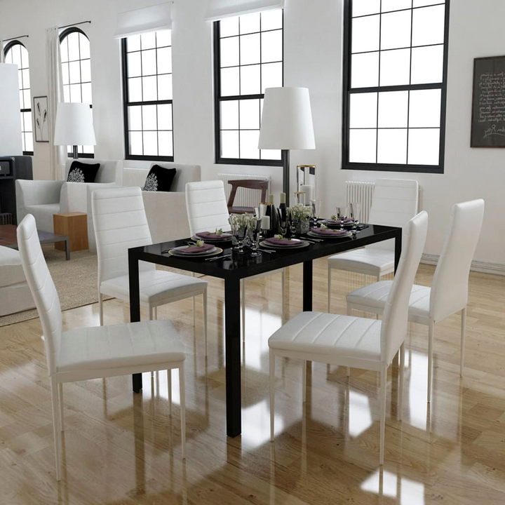 Elegant 7 Piece Dining Table Set in Black and White - Modern, Sleek Design - Premium  from Home Treasures - Just £316.99! Shop now at Home Treasures