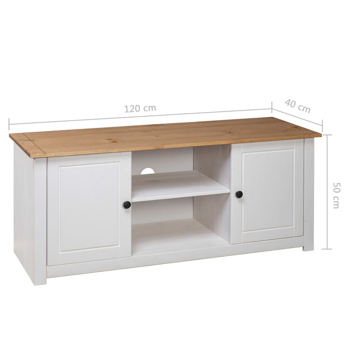 PANAMA TV Cabinet - Solid Pine Wood, White Finish, 120x40x50 cm - Elegant & Durable Storage Solution - Premium  from Home Treasures - Just £152.99! Shop now at Home Treasures