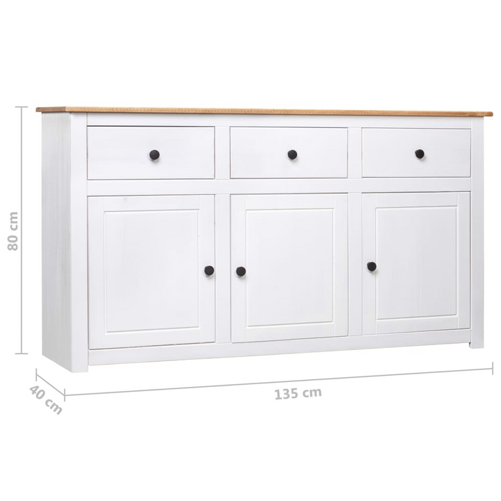 Elegant PANAMA Sideboard in White - 135x40x80 cm Solid Pinewood | Timeless Design & Ample Storage - Premium  from Home Treasures - Just £278.99! Shop now at Home Treasures