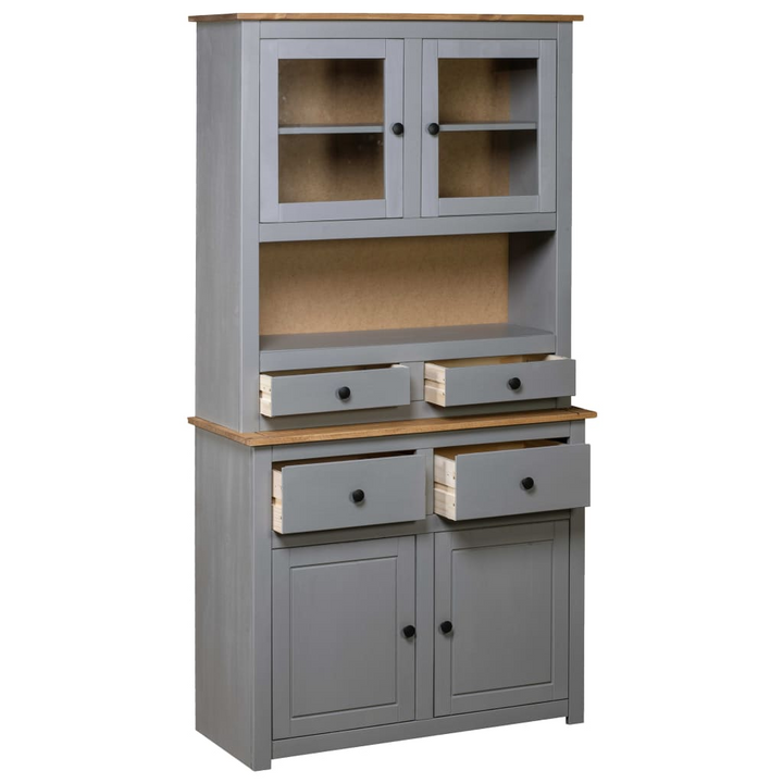 PANAMA Rustic Highboard, Grey 93x40.5x180 cm - Solid Pine Wood, Ample Storage - Premium  from Home Treasures - Just £337.99! Shop now at Home Treasures